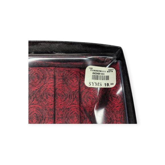 Cummerbund Set in Maroon & Black Includes Matching Bow Tie with Original Box - Picture 2 of 7